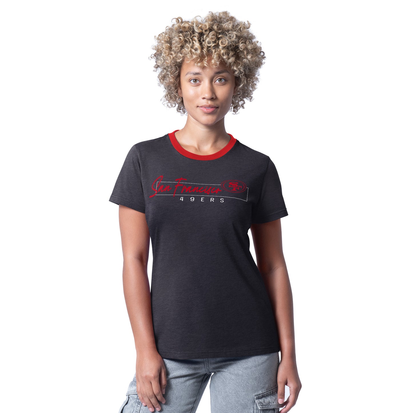 SAN FRANCISCO 49ERS WOMEN'S G-III 4HER BY CARL BANKS MAIN PLAY T-SHIRT - BLACK