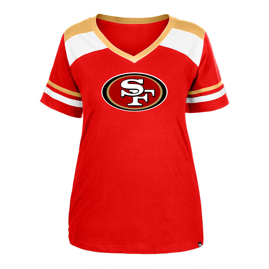 Women's 49ers V-Neck Primary Logo Short Sleeve