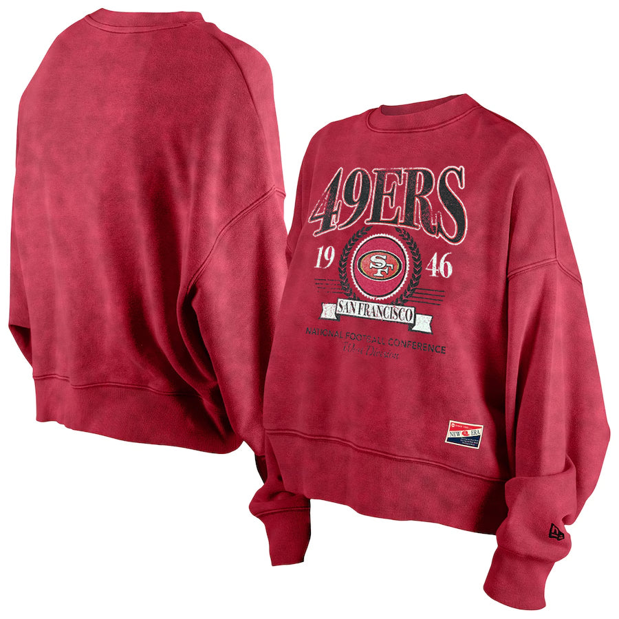SAN FRANCISCO 49ERS WOMEN'S THROWBACK CREWNECK SWEATSHIRT - RED