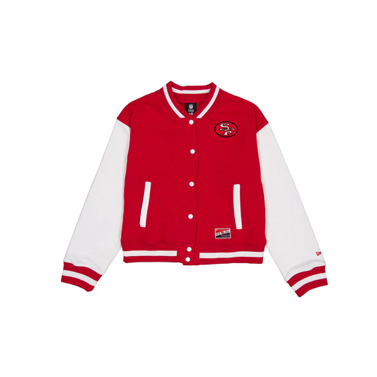 SAN FRANCISCO 49ERS WOMEN'S THROWBACK FLEECE LETTERMAN JACKET