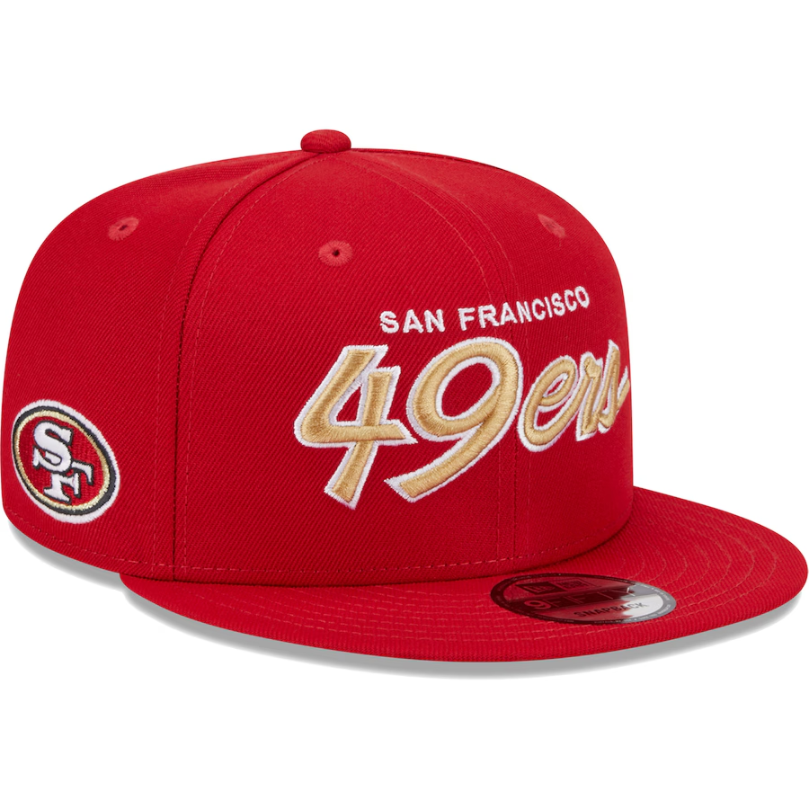SAN FRANCISCO 49ERS YOUTH EVERGREEN SCRIPT 9FIFTY SNAPBACK HAT - RED