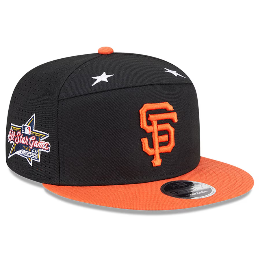 SAN FRANCISCO GIANTS 2025 MLB ALL-STAR GAME 9FIFTY SPLIT PANEL SNAPBACK HAT - BLACK/ORANGE