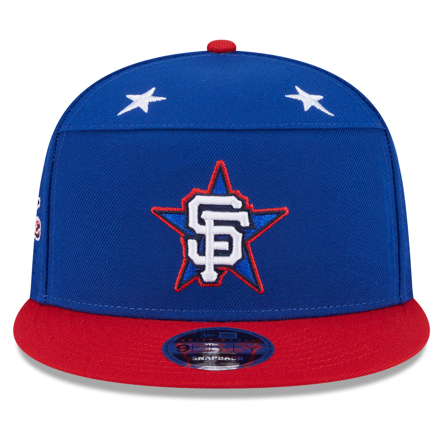SAN FRANCISCO GIANTS 2025 MLB ALL-STAR GAME WORKOUT SPLIT PANEL 9FIFTY SNAPBACK HAT - BLUE/RED