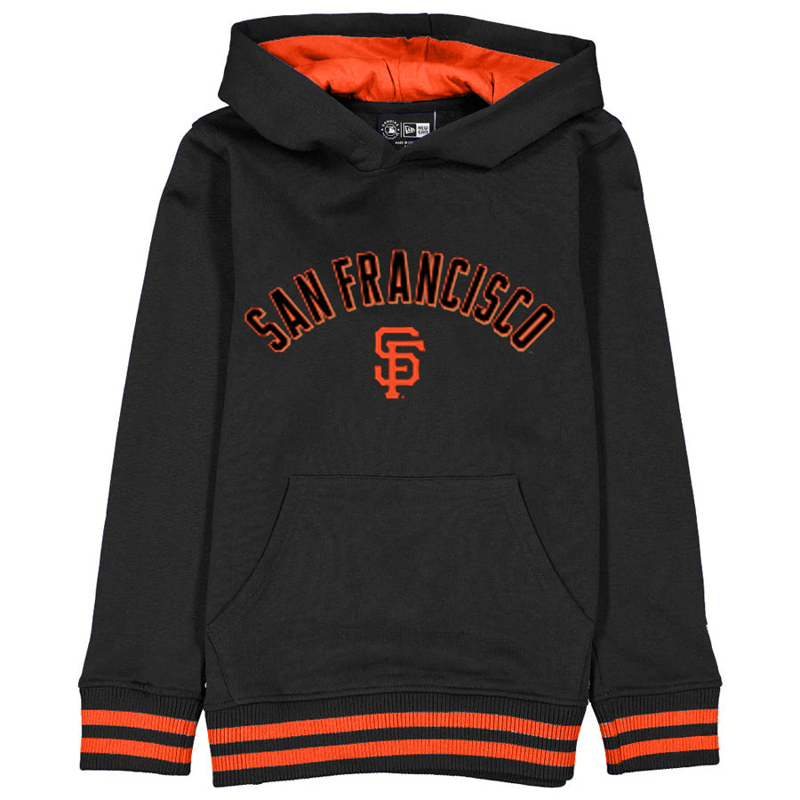 SAN FRANCISCO GIANTS BOYS STRIPE CUFF PULLOVER HOODED SWEATSHIRT - BLACK