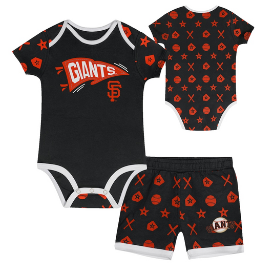 SAN FRANCISCO GIANTS INFANT ON DECK 2-PIECE BODYSUIT & DIAPER COVER SET - BLACK
