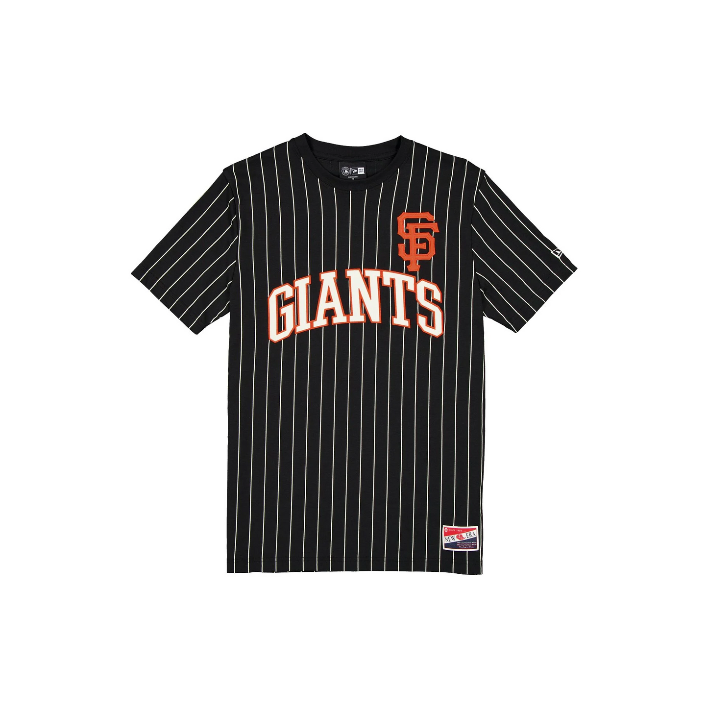 SAN FRANCISCO GIANTS MEN'S THROWBACK PINSTRIPE T-SHIRT - BLACK