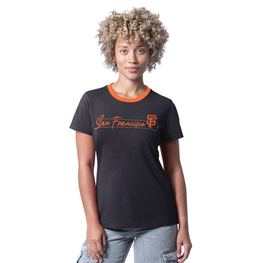 SAN FRANCISCO GIANTS WOMEN'S G-III 4HER BY CARL BANKS MAIN PLAY T-SHIRT - BLACK