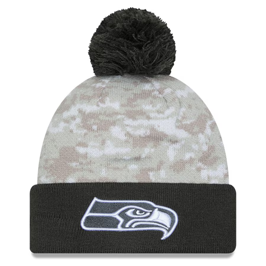SEATTLE SEAHAWKS 2024 NFL SALUTE TO SERVICE CUFFED KNIT BEANIE WITH PO JR S SPORTS