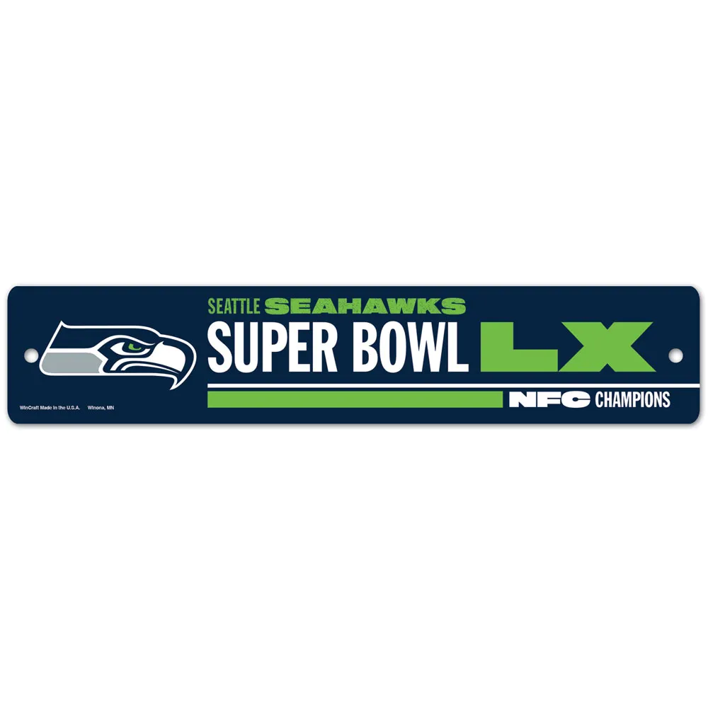 SEATTLE SEAHAWKS 2025 NFC CONFERENCE CHAMPIONS 3.75" X 19" PLASTIC STREET SIGN