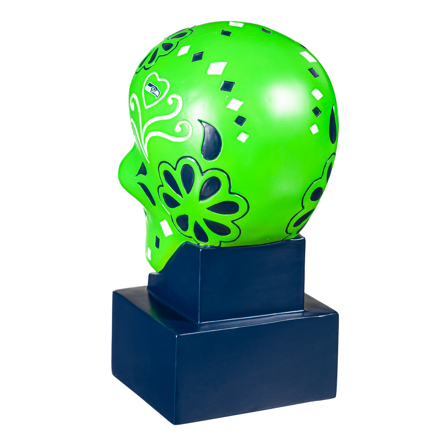 SEATTLE SEAHAWKS SUGAR SKULL HEAD - NEON GREEN/NAVY