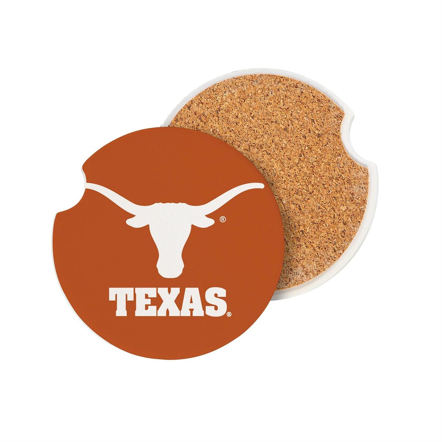 TEXAS LONGHORNS 2-PIECE CAR COASTER SET