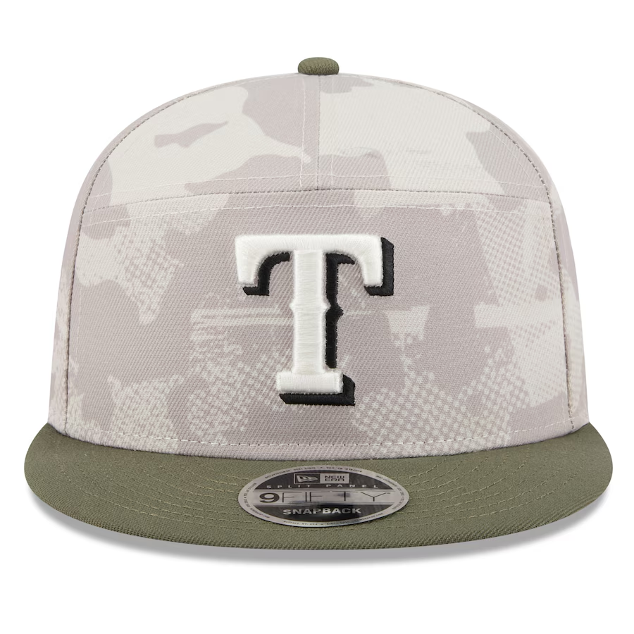 TEXAS RANGERS 2025 MLB ARMED FORCES 9FIFTY SNAPBACK HAT - STONE/OLIVE