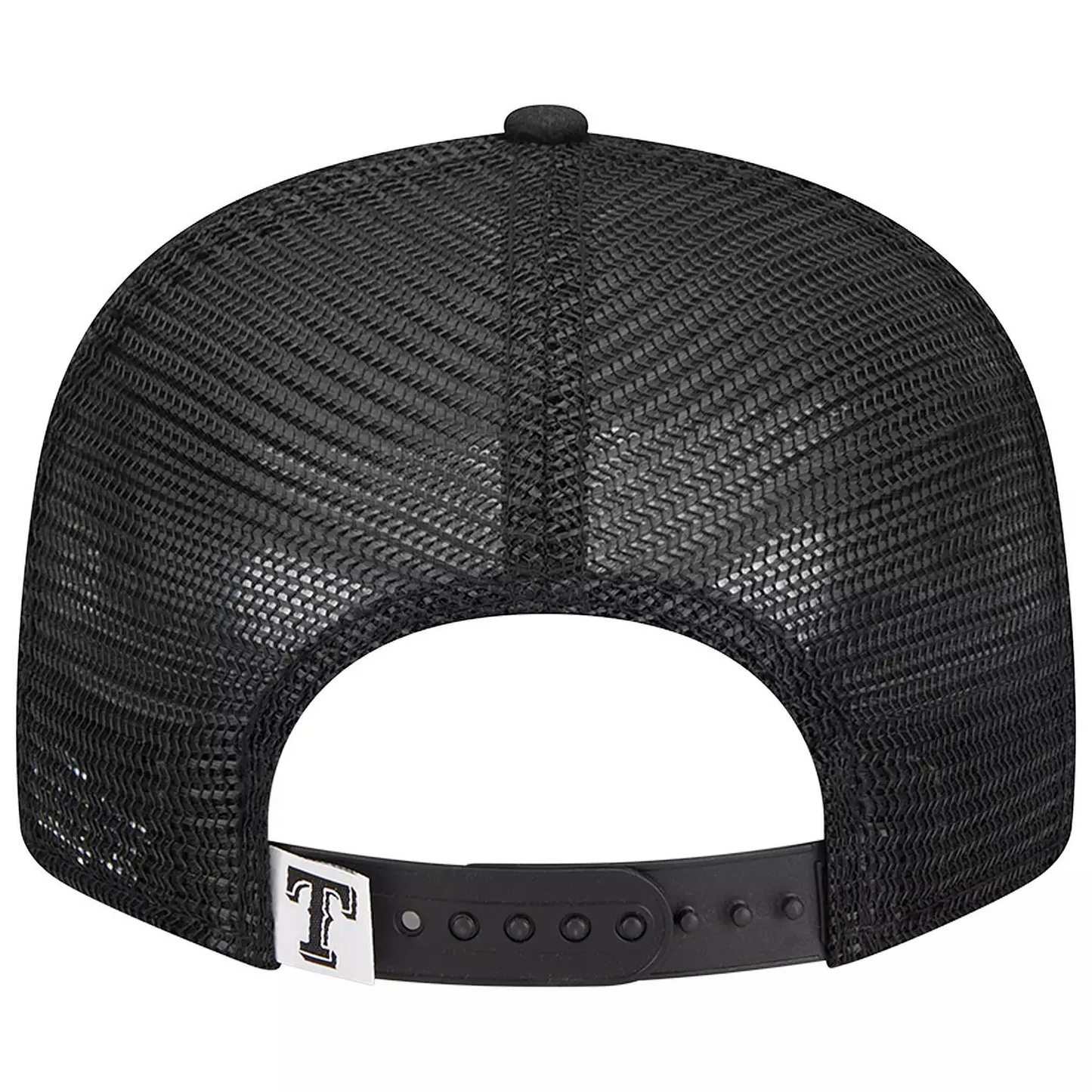 TEXAS RANGERS EVERGREEN TRUCKER 9FIFTY SNAPBACK HAT - BLACK/WHITE