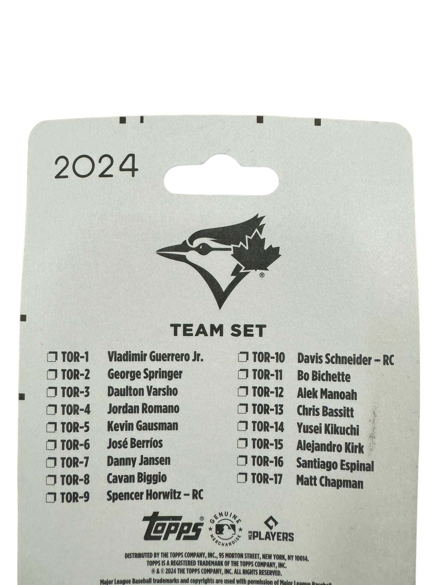 TORONTO BLUE JAYS 2024 TOPPS TEAM SET