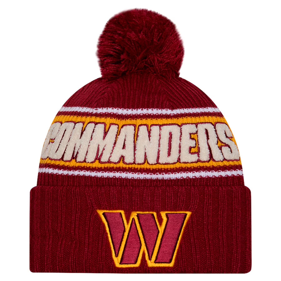 WASHINGTON COMMANDERS 2024 NFL SIDELINE CUFFED KNIT BEANIE WITH POM - MAROON