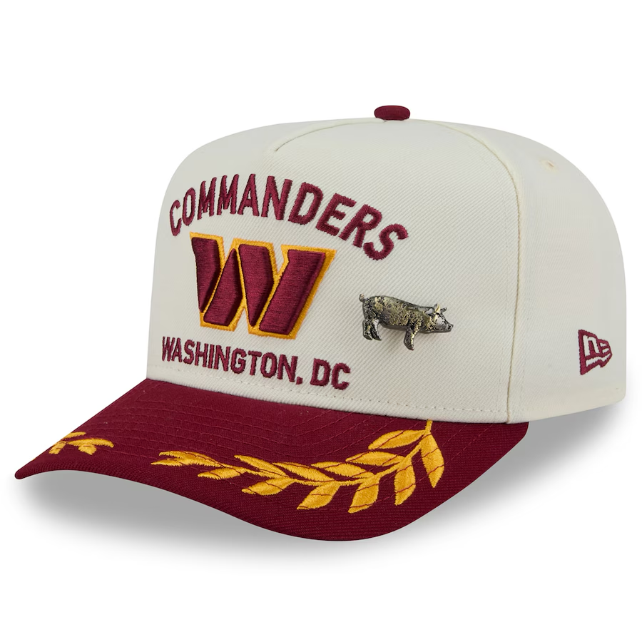 WASHINGTON COMMANDERS 2025 NFL DRAFT A-FRAME 59FIFTY FITTED HAT - CHROME WHITE/BURGUNDY