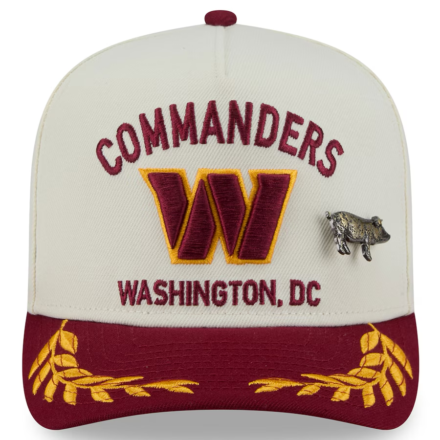 WASHINGTON COMMANDERS 2025 NFL DRAFT A-FRAME 59FIFTY FITTED HAT - CHROME WHITE/BURGUNDY
