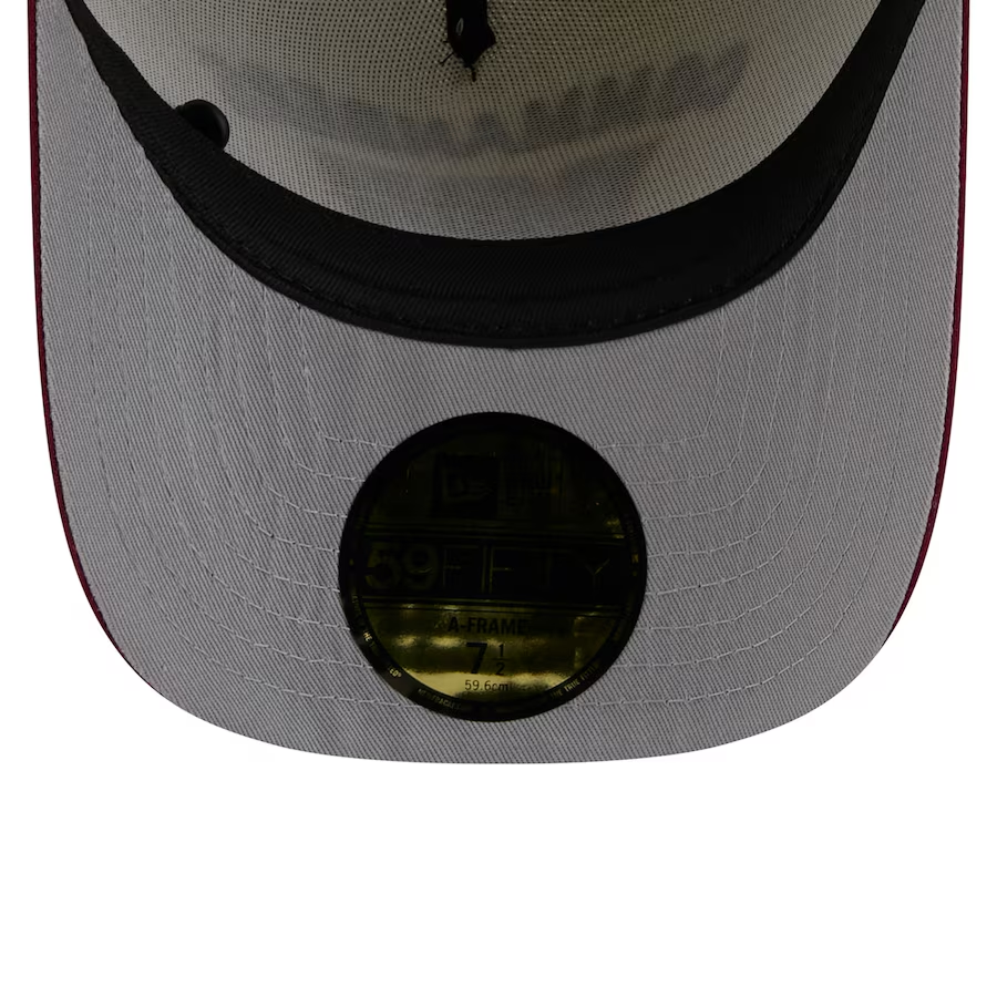WASHINGTON COMMANDERS 2025 NFL DRAFT A-FRAME 59FIFTY FITTED HAT - CHROME WHITE/BURGUNDY