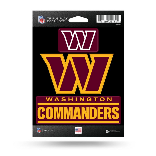 WASHINGTON COMMANDERS TRIPLE PLAY DECAL SET