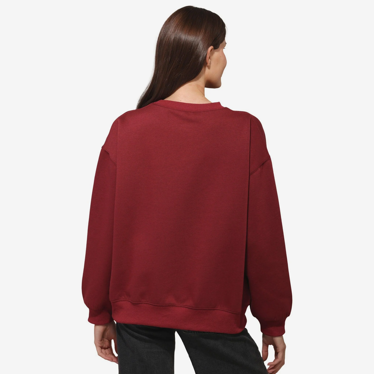 WASHINGTON COMMANDERS WOMEN'S FOCO RHINESTONE LOGO OVERSIZED CREW NECK SWEATSHIRT - RED