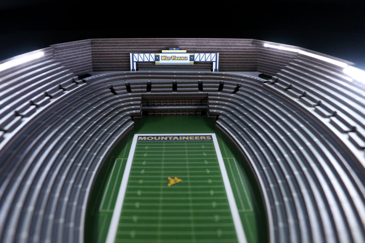 WEST VIRGINIA MOUNTAINEERS 25 LAYER 3D STADIUM LIGHTED END TABLE