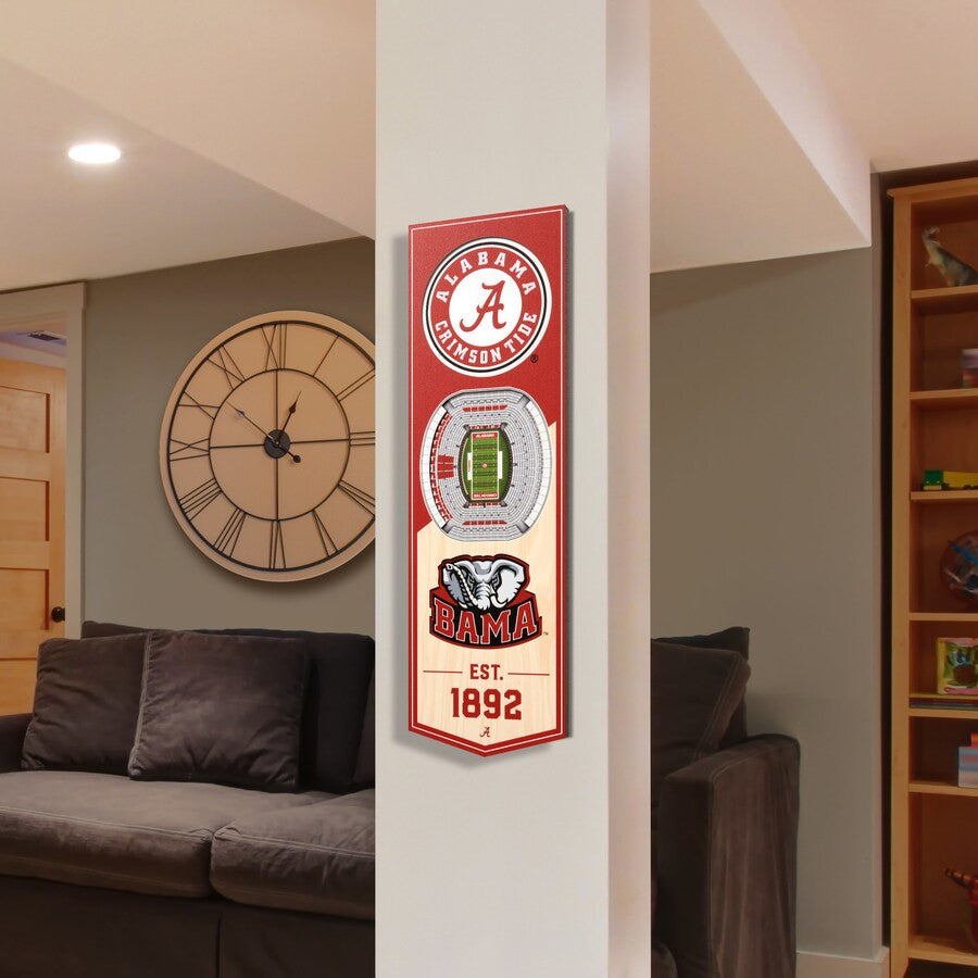 ALABAMA CRIMSON TIDE 3D STADIUM VIEW WOOD BANNER