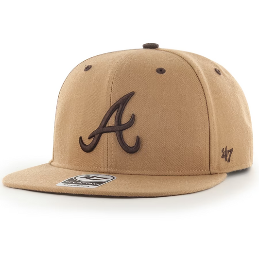 ATLANTA BRAVES '47 BRAND CAPTAIN SNAPBACK HAT - CAMEL