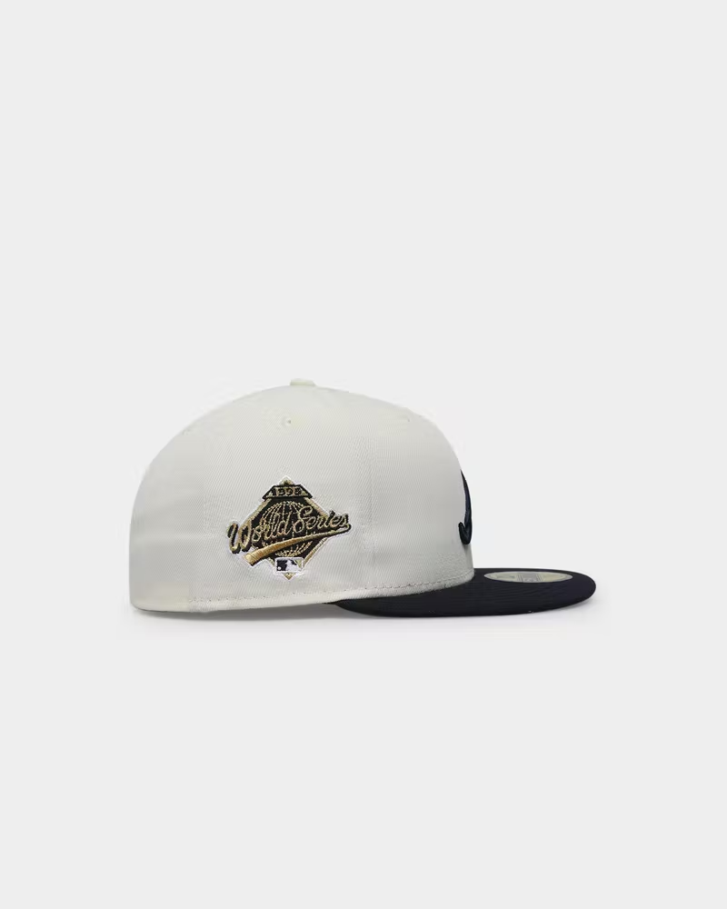 ATLANTA BRAVES RETRO PATCH 59FIFTY FITTED HAT - CREAM/ NAVY