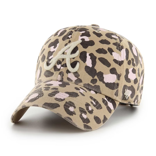 ATLANTA BRAVES WOMEN'S '47 BRAND ADJUSTABLE CLEAN UP HAT - KHAKI BAGHEERA