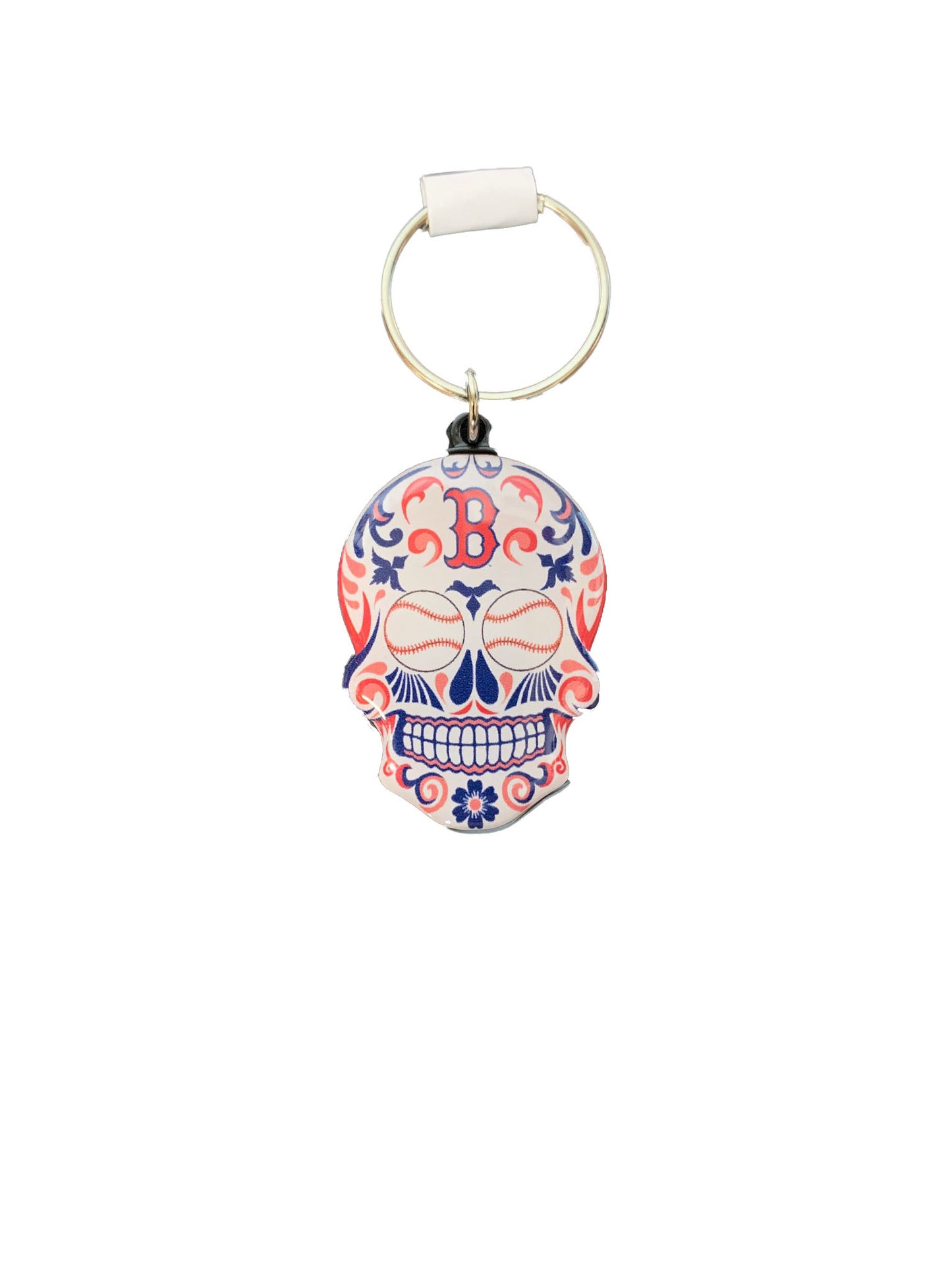 BOSTON RED SOX SUGAR SKULL KEYCHAIN