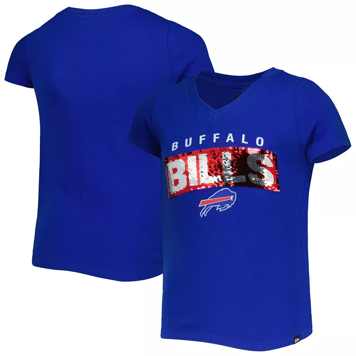 New Era Buffalo Bills Girls Sequins V-Neck T-Shirt 22 / 4/5