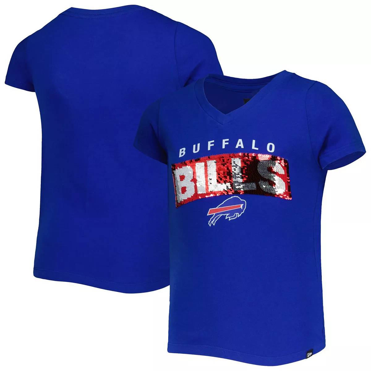 CAMISETA NIÑA CUELLO PICO LENTEJUELAS BUFFALO BILLS