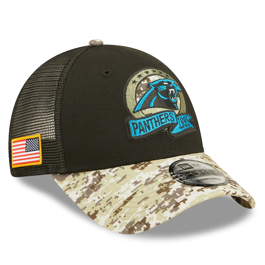 CAROLINA PANTHERS 2022 SALUTE TO SERVICE 9FORTY ADJUSTABLE TRUCKER