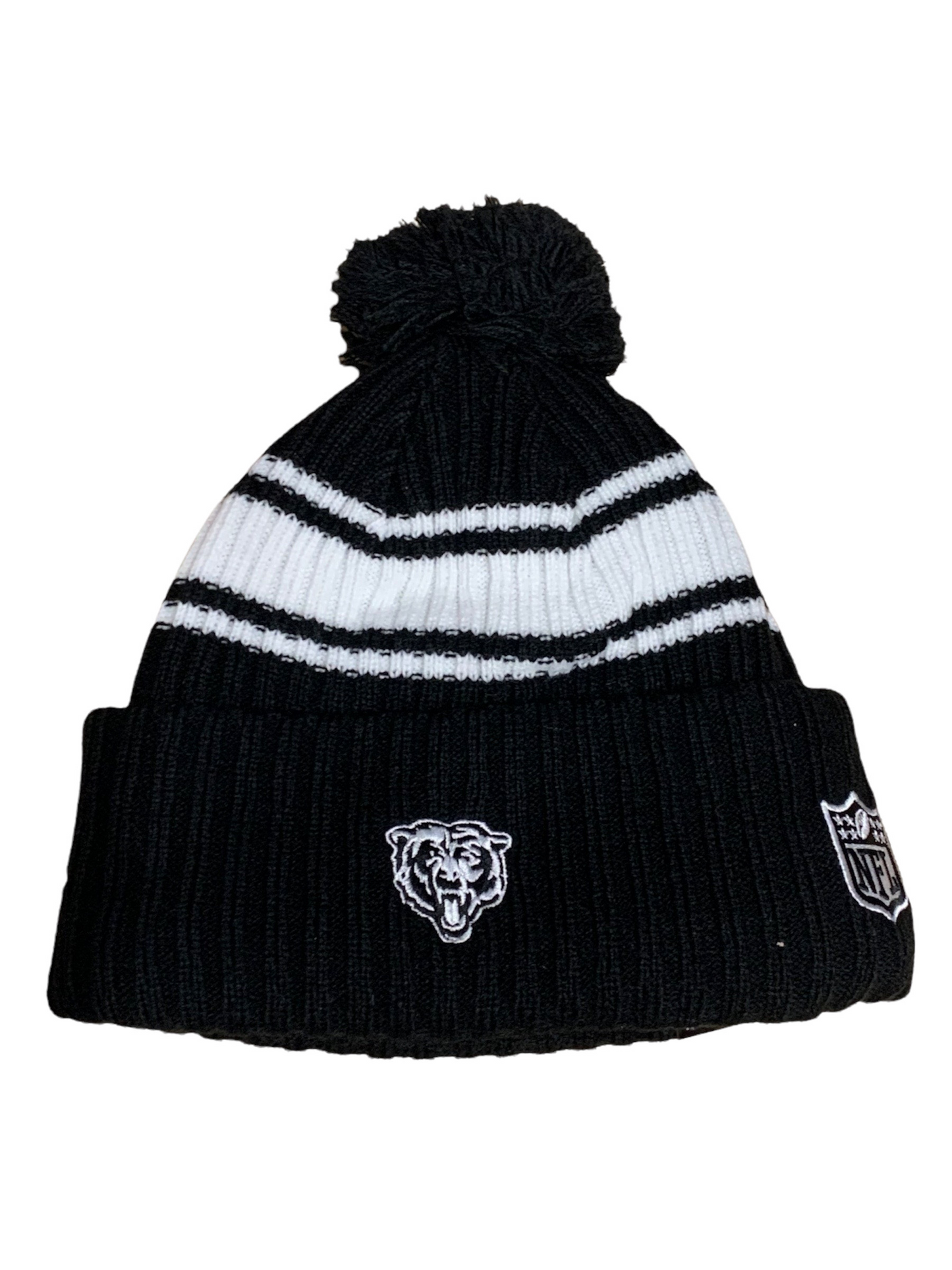 CHICAGO BEARS 2022 SIDELINE SPORT CUFFED POM KNIT -BLACK/WHITE