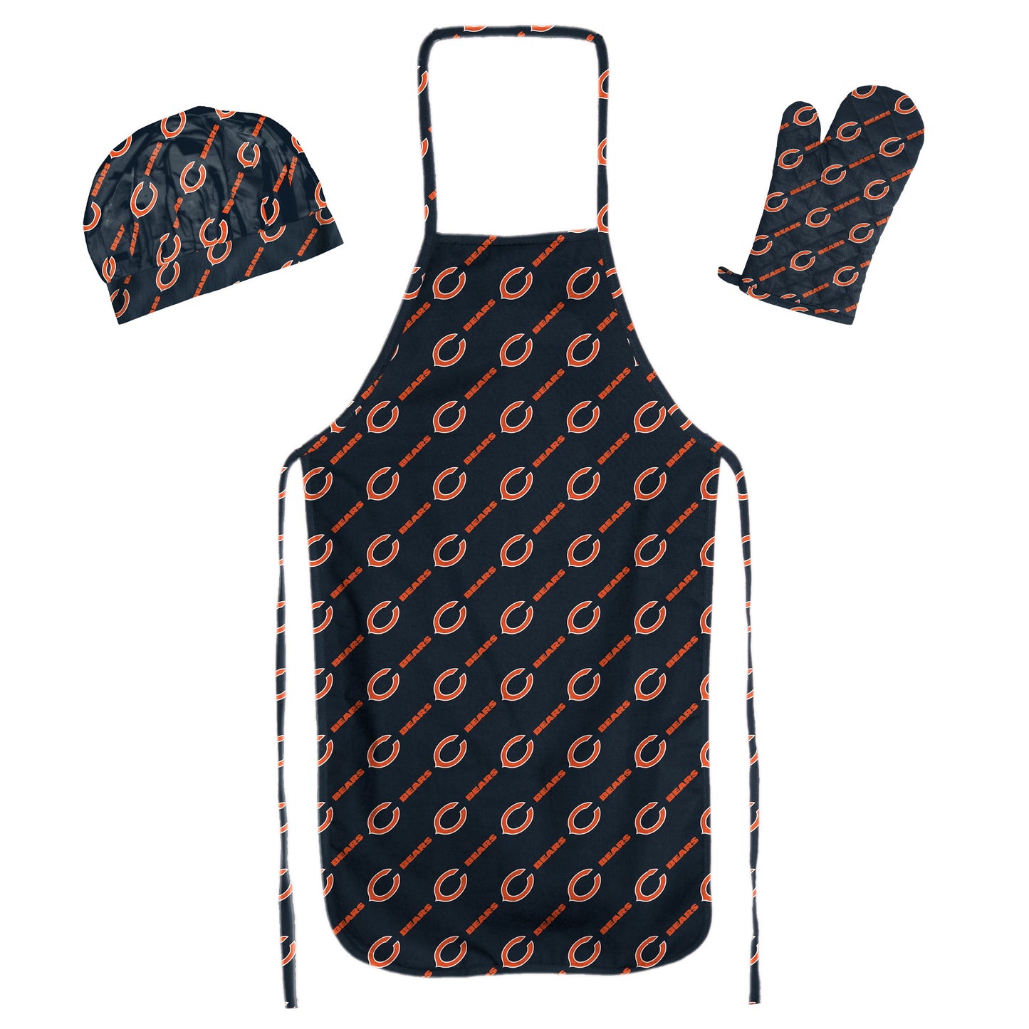 CHICAGO BEARS 3 PIECE SET APRON MITT AND HAT