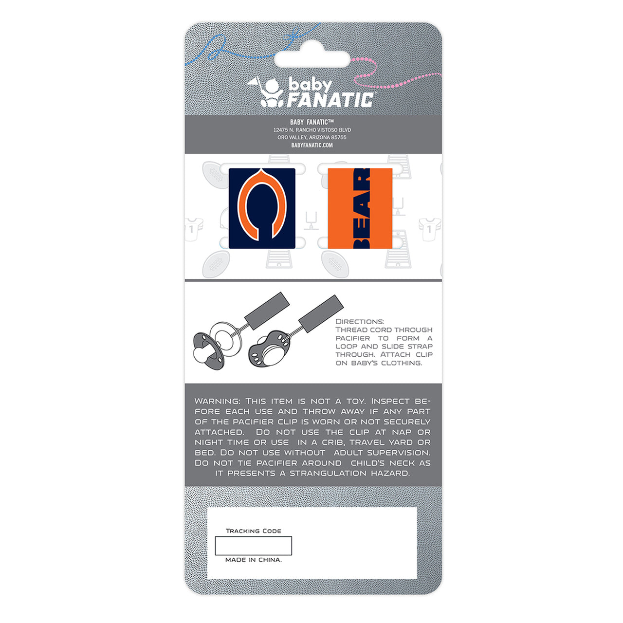 CHICAGO BEARS PACIFIER CLIP SET