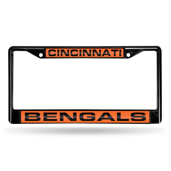 CINCINNATI BENGALS BLACK LASER LICENSE PLATE FRAME
