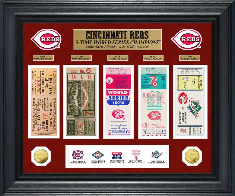 COLECCIÓN DE MONEDAS Y BOLETOS DE ORO DELUXE DE LA SERIE MUNDIAL DE LOS ROJOS DE CINCINNATI