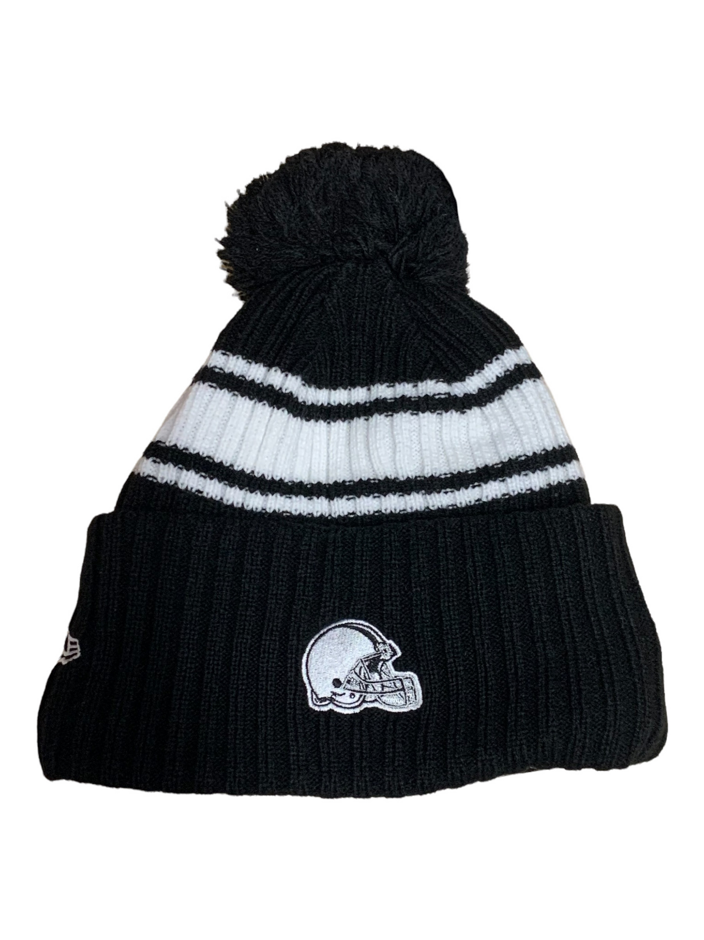 CLEVELAND BROWNS 2022 SIDELINE SPORT CUFFED POM KNIT -BLACK/WHITE