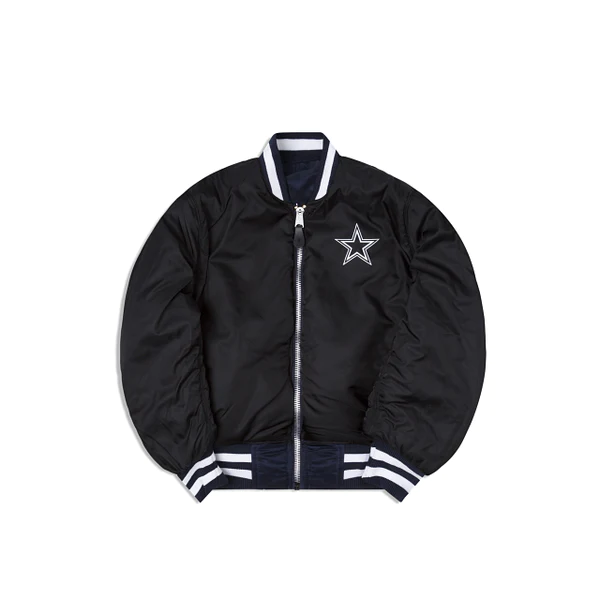 DALLAS COWBOYS NEW ERA ALPHA INDUSTRIES REVERSIBLE BOMBER JACKET