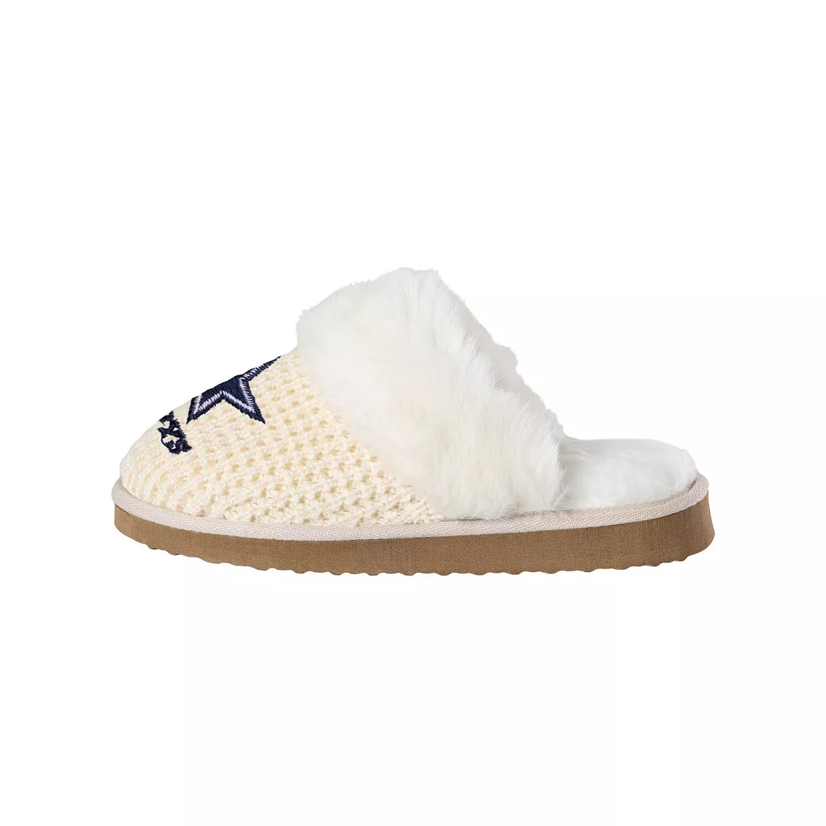 DALLAS COWBOYS WOMEN'S CREAM FAUX FUR SLIPPER