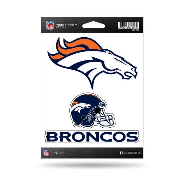 CALCOMANÍA DE ESPÍRITU TRIPLE DE LOS DENVER BRONCOS