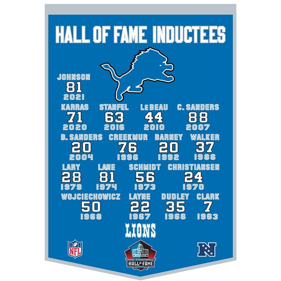 DETROIT LIONS HOF ENSHRINEE BANNER