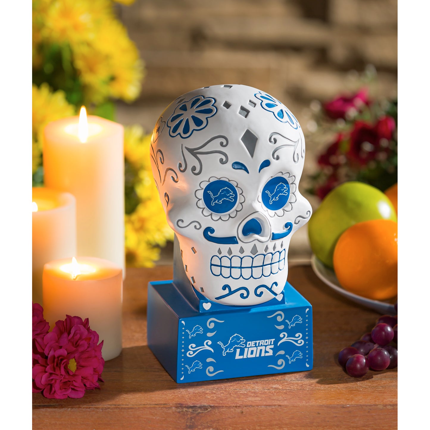 CABEZA DE CALAVERA DE AZÚCAR DE LOS LEONES DE DETROIT