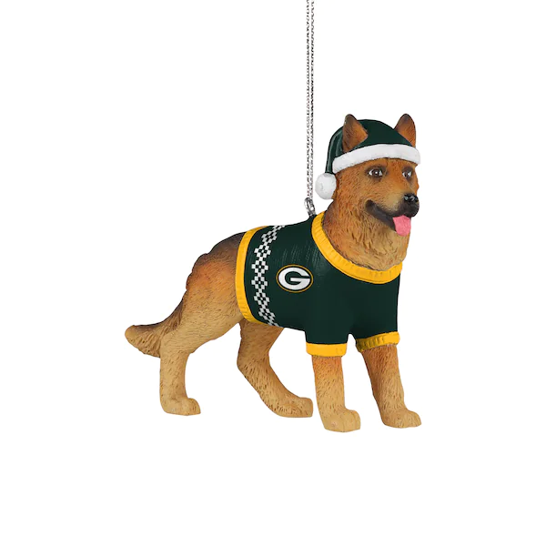 GREEN BAY PACKERS GERMAN SHEPHERD CHRISTMAS ORNAMENT