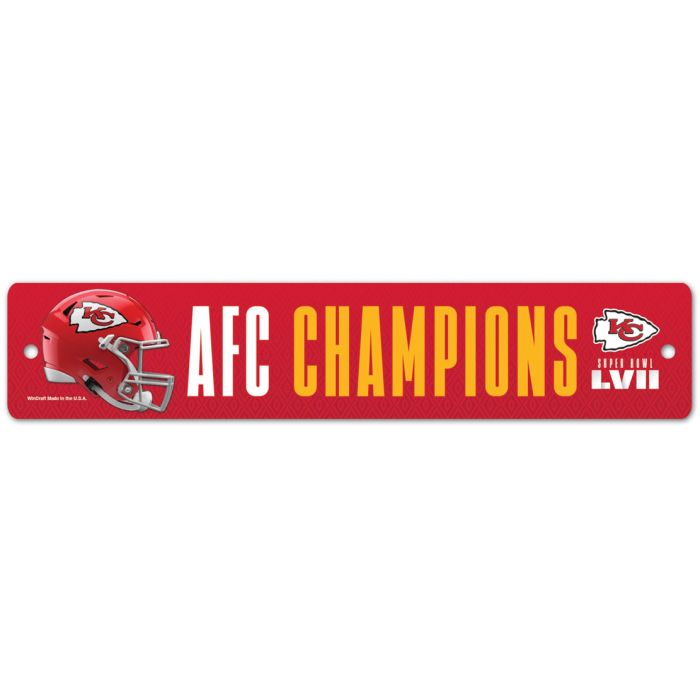 KANSAS CITY CHIEFS 2022 AFC CONFERENCE CHAMPIONS 3.75" X19" STREET SIGN