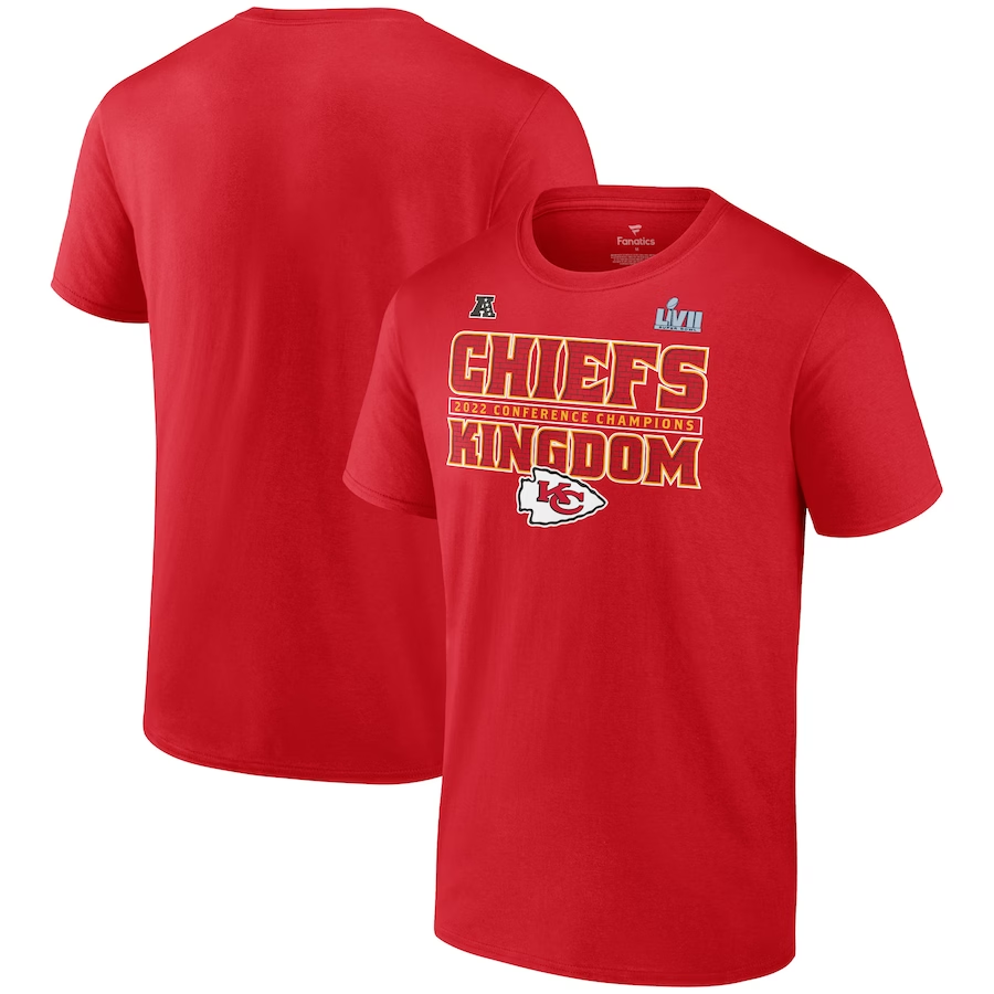 CAMISETA CON LEMA DEL EQUIPO DE CAMPEONES DE LA CONFERENCIA DE LA AFC 2022 PARA HOMBRE DE KANSAS CITY CHIEFS