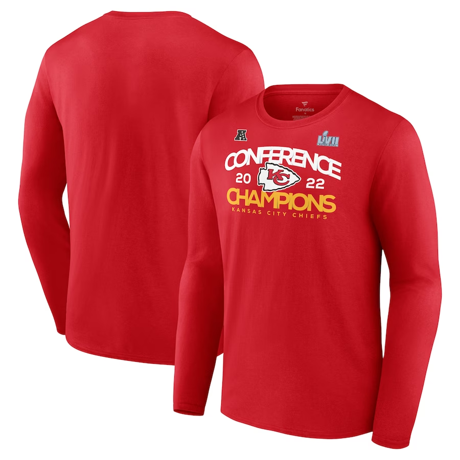 Men's Fanatics Branded Red Kansas City Chiefs 2022 AFC Champions Shadow Cast Long Sleeve T-Shirt