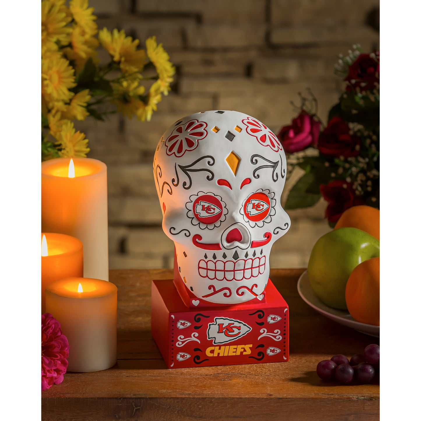 KANSAS CITY CHIEFS SUGAR SKULL HEAD