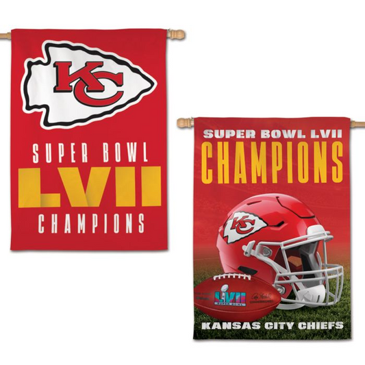 KANSAS CITY CHIEFS SUPER BOWL LVII CHAMPIONS 2-SIDED 28" X 40"  VERTICAL FLAG